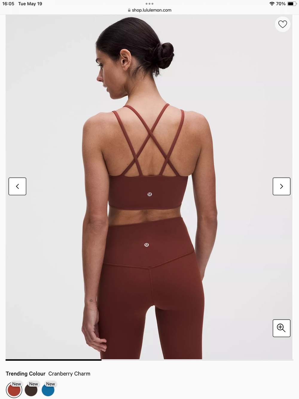 lululemon athletica Brown Charm Strappy Back Sports Bra